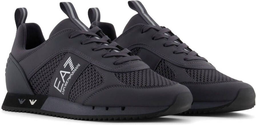 Emporio Armani EA7 Zwarte Sneakers met Reflecterende Details Black Heren