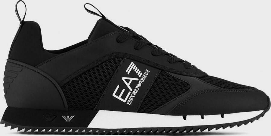 Emporio Armani EA7 Logo Sneakers met Treklipje en Merk Binnenzool Zwart Heren