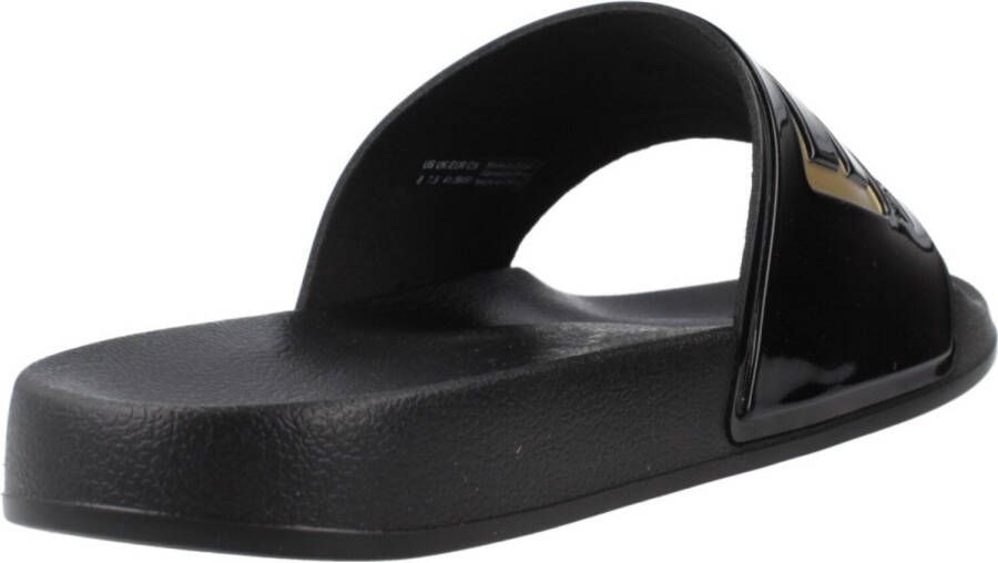 Ea7 Emporio Armani Teenslippers Visibility Logo Slides Shiny Black Gold