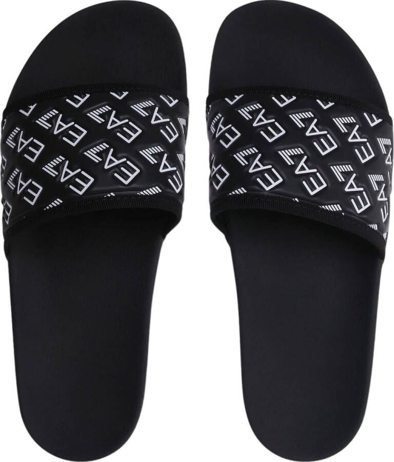 Emporio Ar i EA7 All Over Print Slides Black- Black