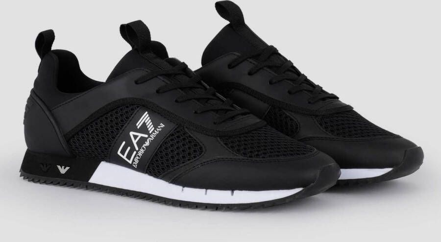 Emporio Armani EA7 Logo Sneakers met Treklipje en Merk Binnenzool Black Heren