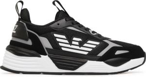 Ea7 Black Silver Casual Closed Sneaker Emporio Armani Zwart Unisex