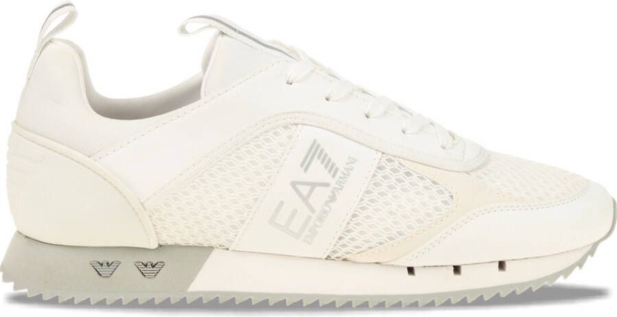 Emporio Ar i EA7 Witte Zilveren Mesh Sneaker Unisex Hardloopschoenen White
