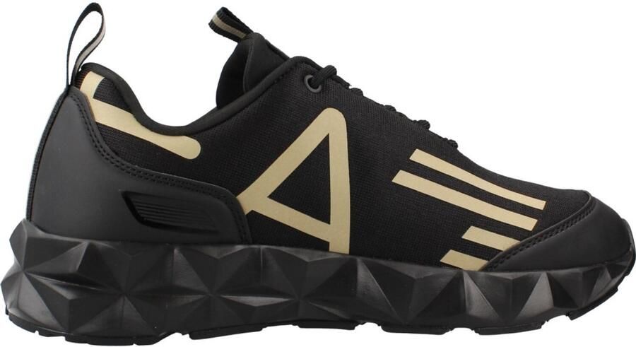 Emporio Ar i EA7 Zwarte Casual Textiel Sneakers met 4cm Rubberen Zool