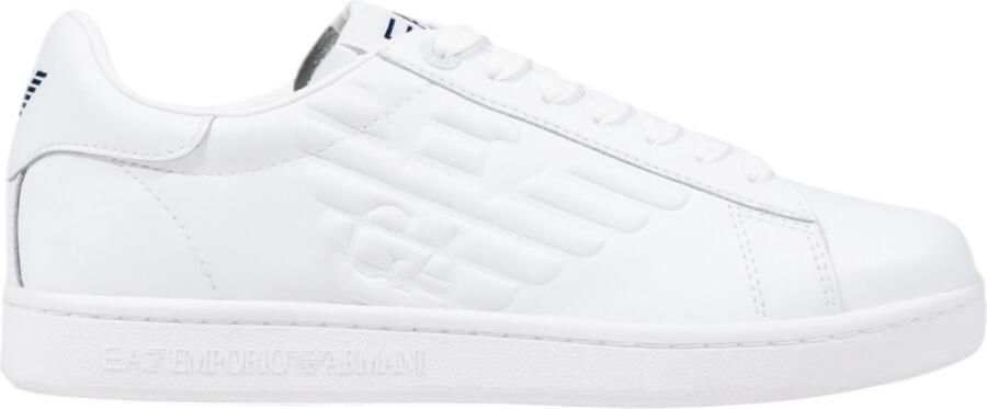 Ea7 emporio armani Lace-Up Leather Sneakers with Rubber Sole White