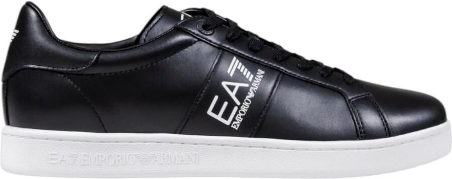 Emporio Armani Leather Lace-Up Sneakers with Rubber Sole Black