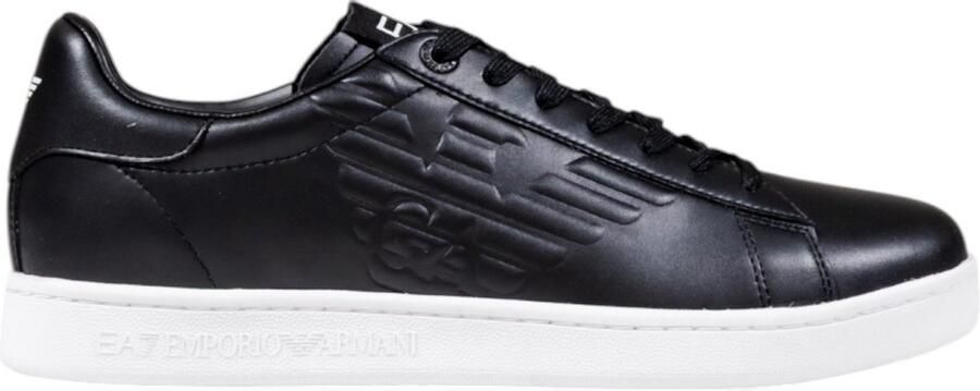 Ea7 emporio armani Leather Lace-Up Sneakers with Rubber Sole Black