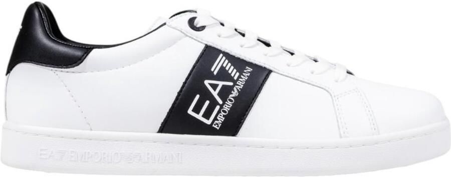 Emporio Armani Slip-On Sporty Leather Sneakers with Lace Fastening White