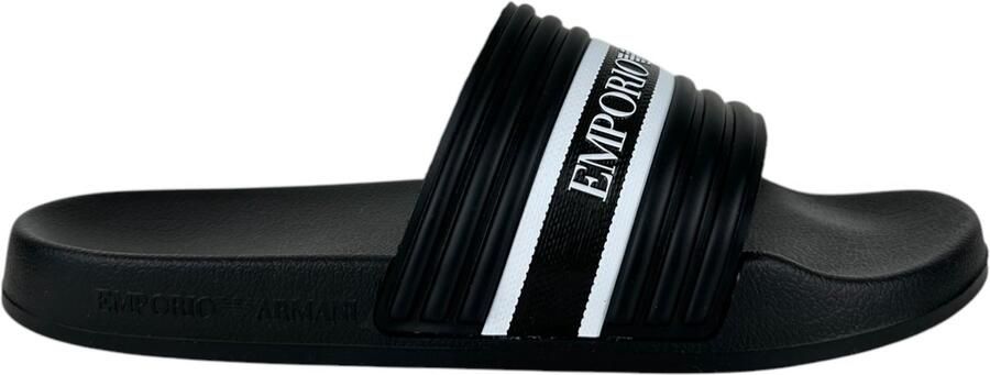 Emporio Ar i Teenslippers Logo Tape Slides Black White