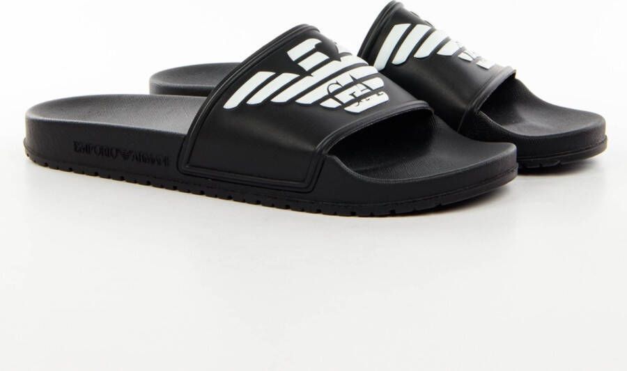 Emporio Armani Reliëf Logo Sliders Gemaakt in Italië Black Heren