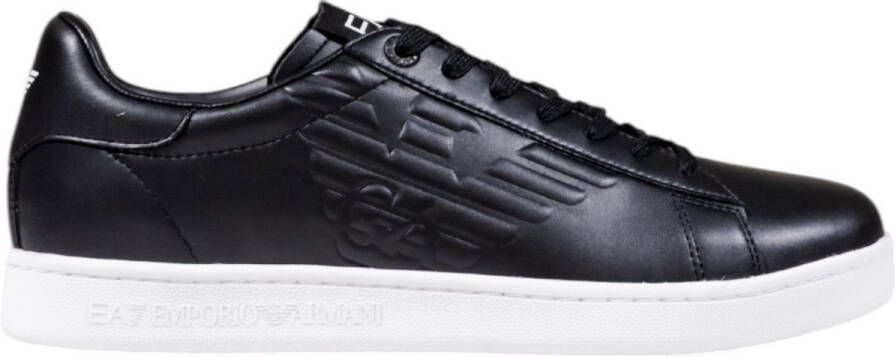 Emporio Armani Leather Lace-Up Sneakers with Rubber Sole Black