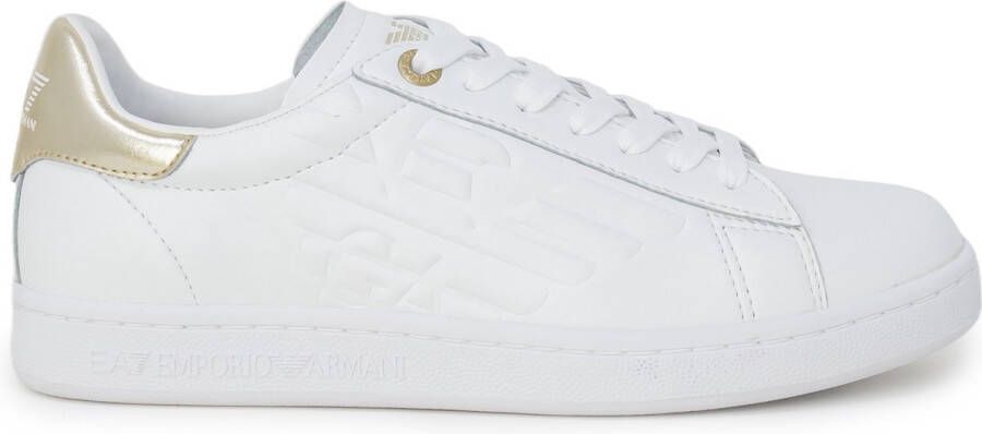 Emporio Armani EA7 Witte leren sneakers met adelaarslogo White Dames