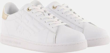 Emporio Armani EA7 Witte leren sneakers met adelaarslogo White Dames