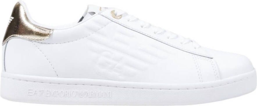 Emporio Armani Slip-On Sporty Leather Sneakers with Laces Wo Gold