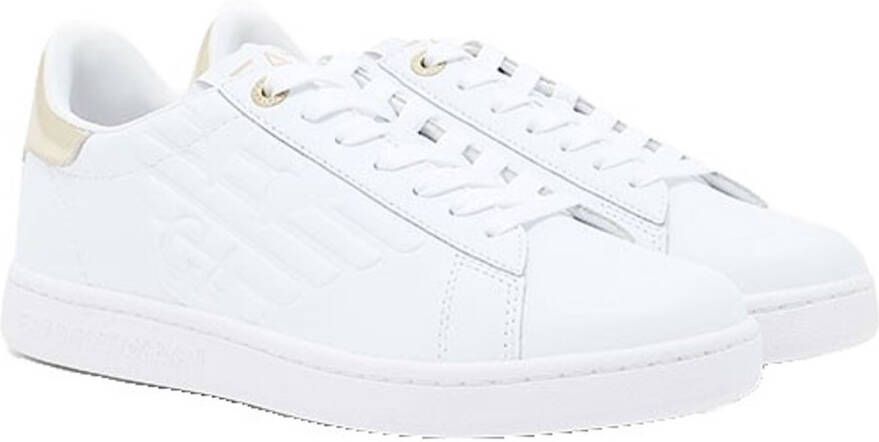 Emporio Armani Slip-On Sporty Leather Sneakers with Laces Wo Gold