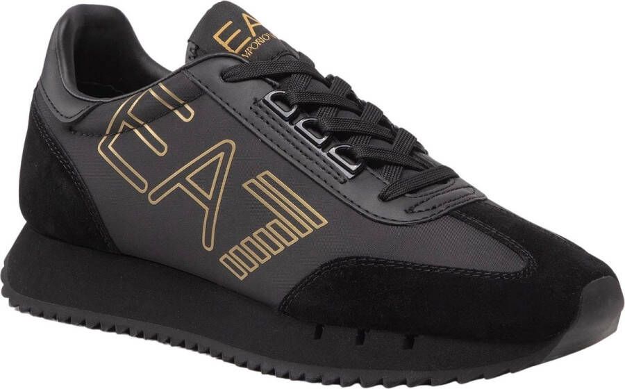 Emporio Armani EA7 Zwarte Casual Textiel Sneakers met 3cm Rubberen Zool Black Heren