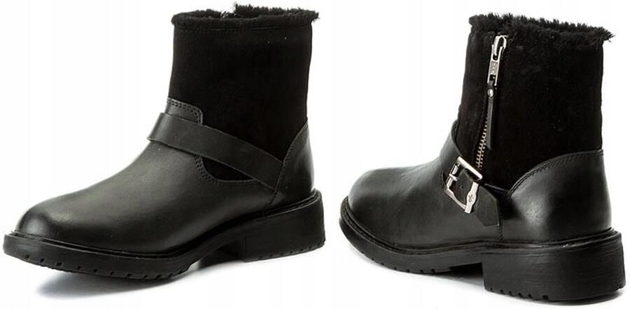 Emu Australia Leren Enkellaarsjes Zwart Waterdicht