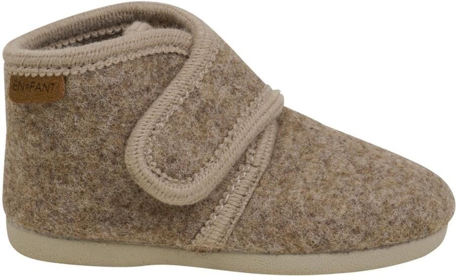 En Fant Kinder Hausschuh Slippers Wool Hook and Loop 6474 Walnut