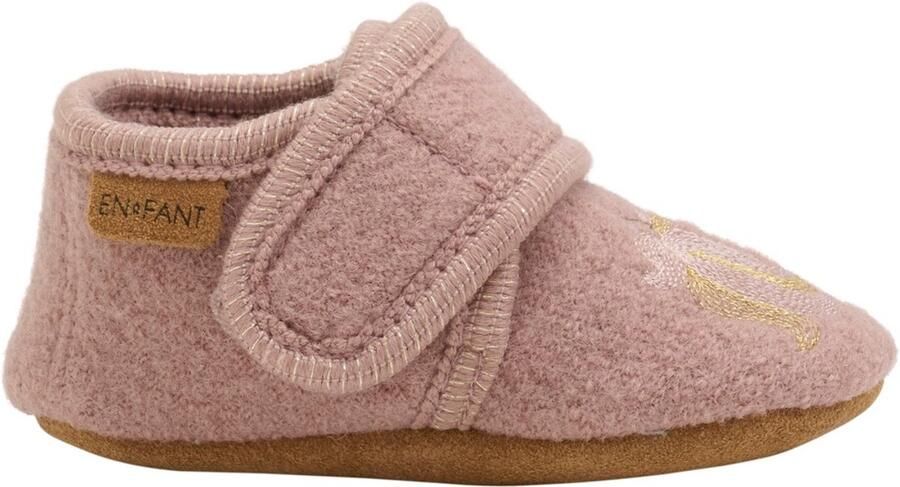En Fant Kinder Hausschuh Wool Slippers with Embroidery 6384 Bark