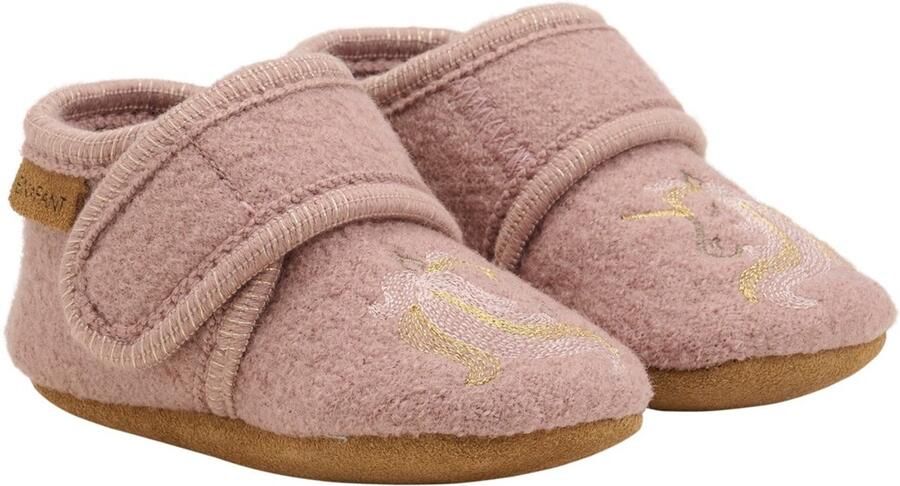 En Fant Kinder Hausschuh Wool Slippers with Embroidery 6384 Bark