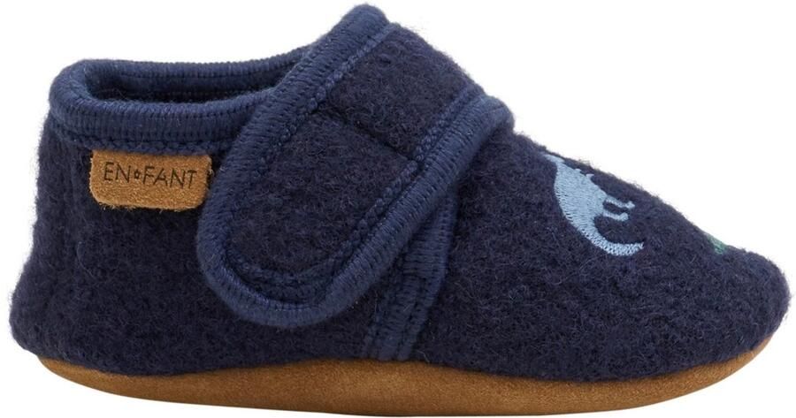 En Fant Kinder Hausschuh Wool Slippers with Embroidery 6384 Navy