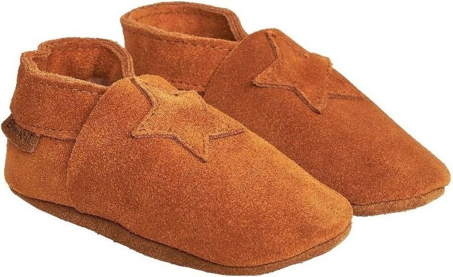 En Fant Kinder Soft shoes Elastic Slipper Suede E813110-Leather Brown
