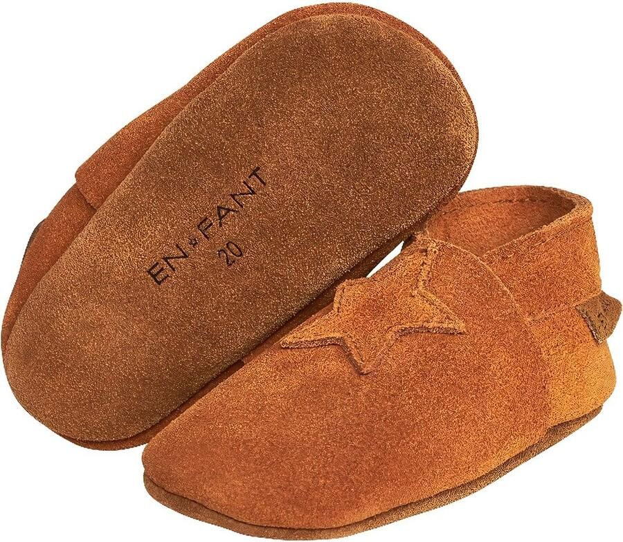 En Fant Kinder Soft shoes Elastic Slipper Suede E813110-Leather Brown