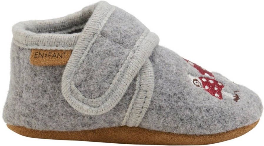 En Fant Kinder Hausschuh Wool Slippers with Embroidery 6384 Grey Melange