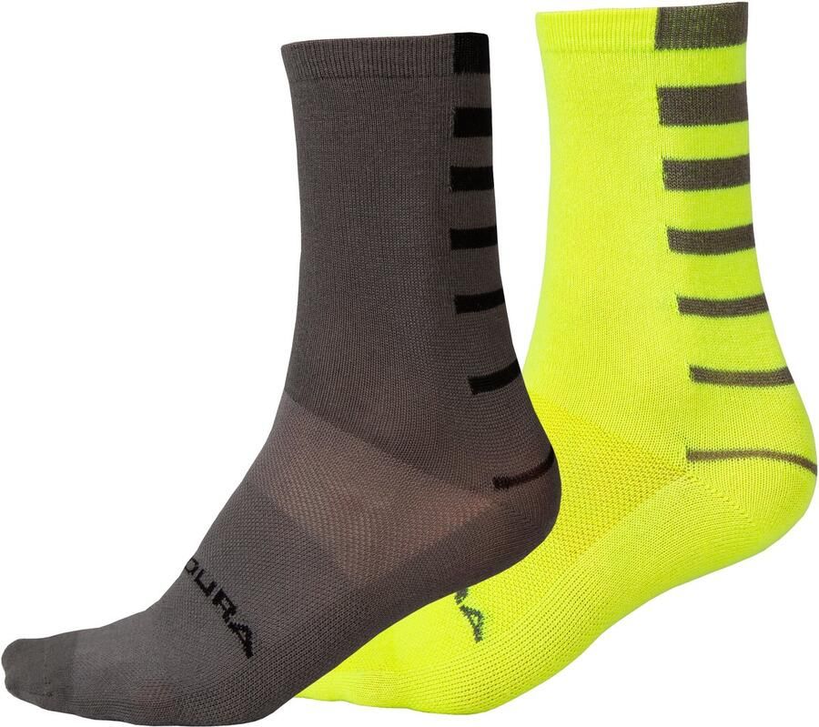 Endura Stripe Coolmax Sokken 2 Paren Geel Zwart