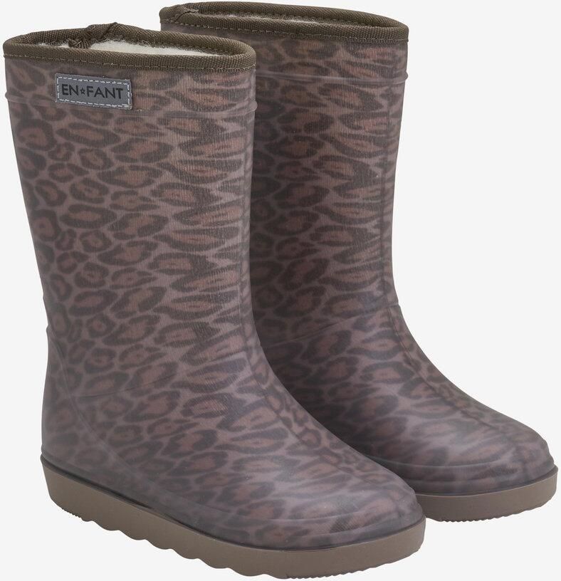 Enfant Thermoboots Gevoerde regenlaarzen Meisjes Leopard Pine Bark