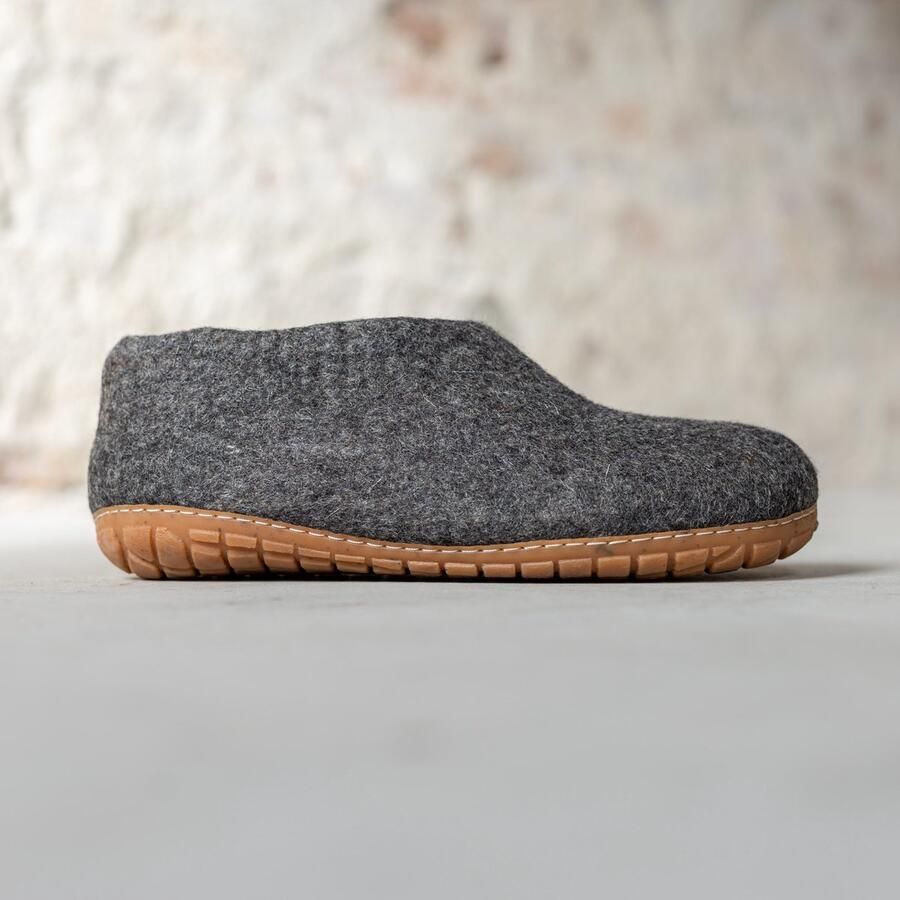 Esgii Vilten Heren Pantoffel Ravi Donkergrijs Harde Zool