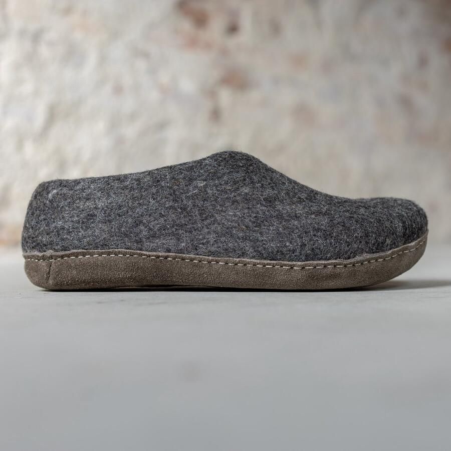 Esgii Vilten Heren Pantoffel Ravi Donkergrijs Zachte Zool
