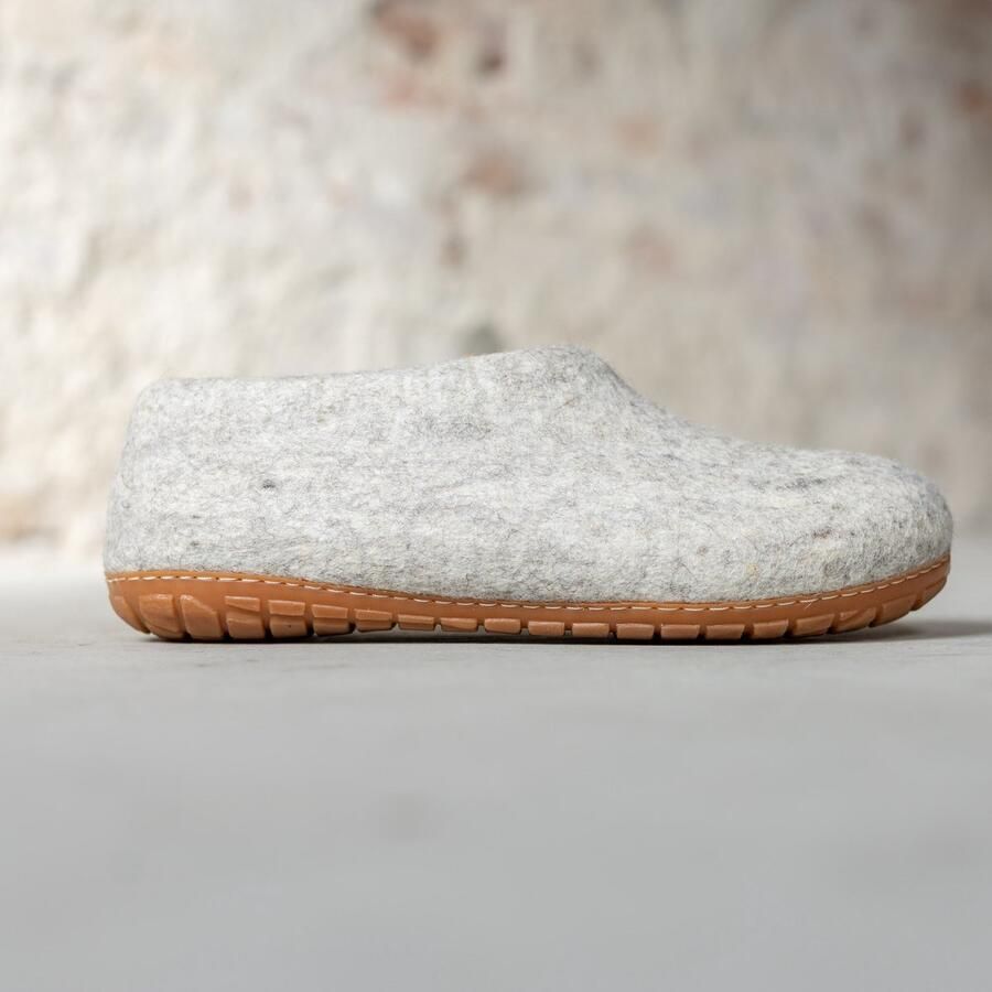 Esgii Vilten Heren Pantoffel Ravi Lichtgrijs Harde Zool