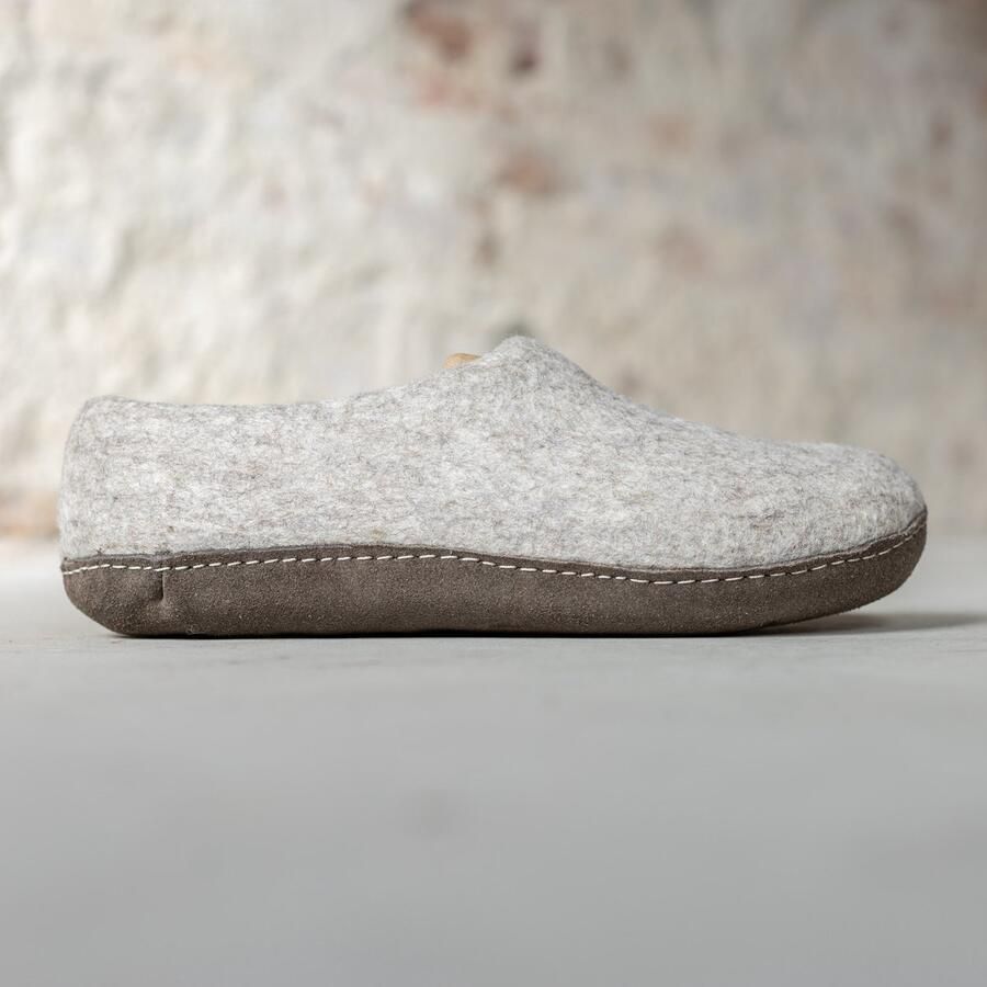 Esgii Vilten Heren Pantoffel Ravi Lichtgrijs Zachte Zool
