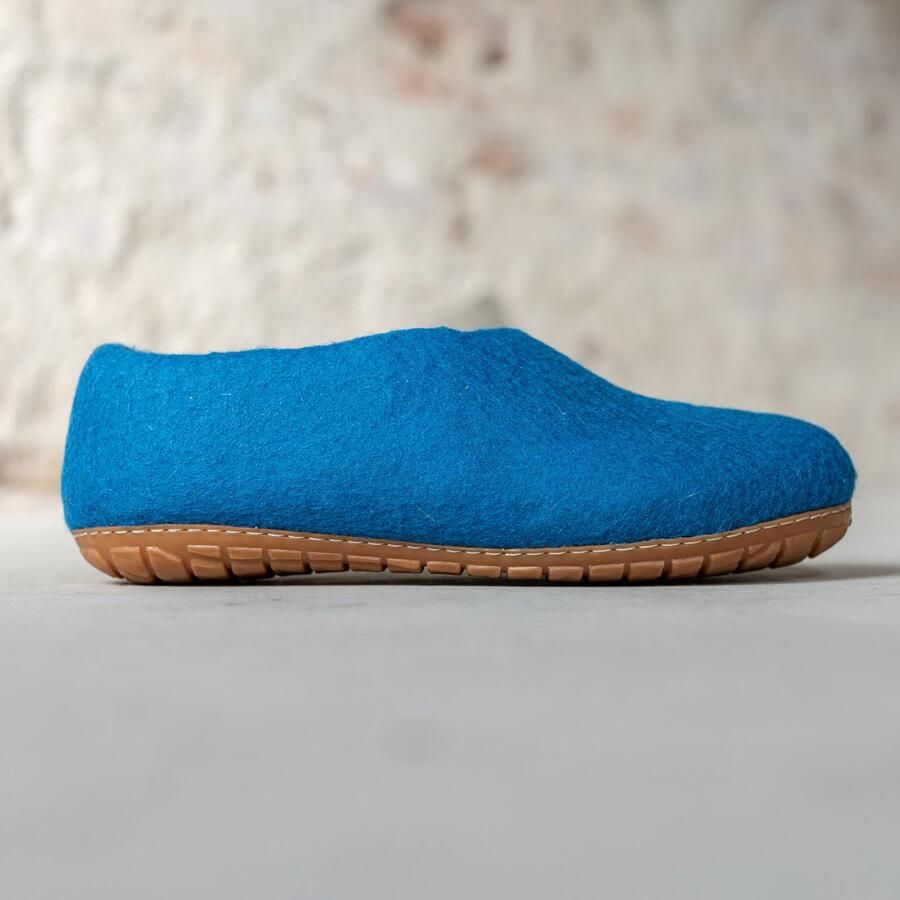 Esgii Vilten Heren Pantoffel Ravi Zeeblauw Harde Zool