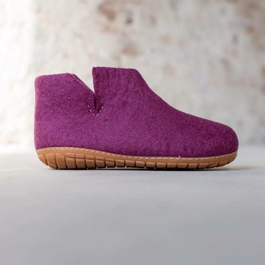 Esgii Vilten Hoge Dames Pantoffel Jado Bosbes Harde Zool