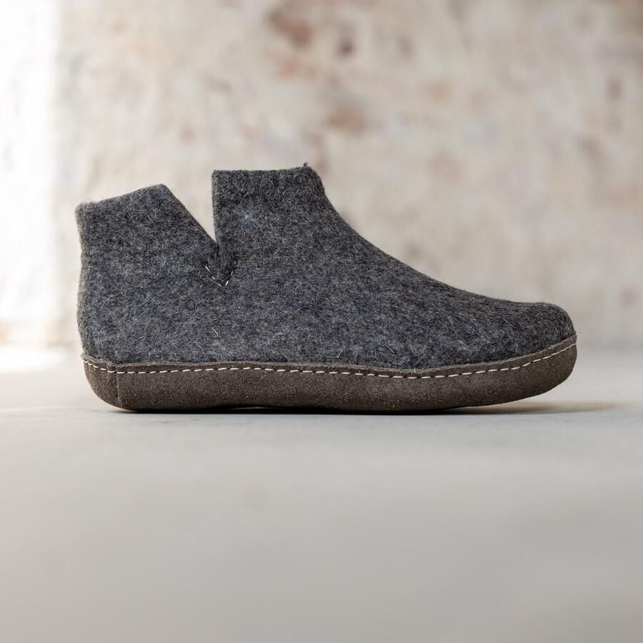 Esgii Vilten Hoge Dames Pantoffel Jado Donkergrijs Zachte Zool