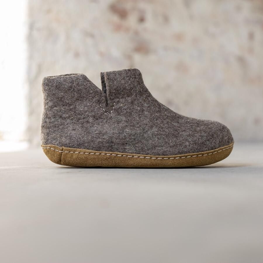 Esgii Vilten Hoge Dames Pantoffel Jado Sesam Zachte Zool