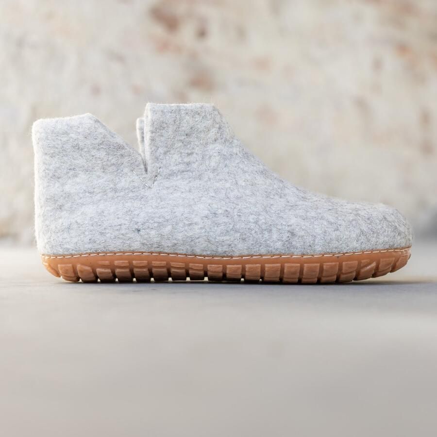 Esgii Vilten Hoge Heren Pantoffel Jado Lichtgrijs Harde Zool