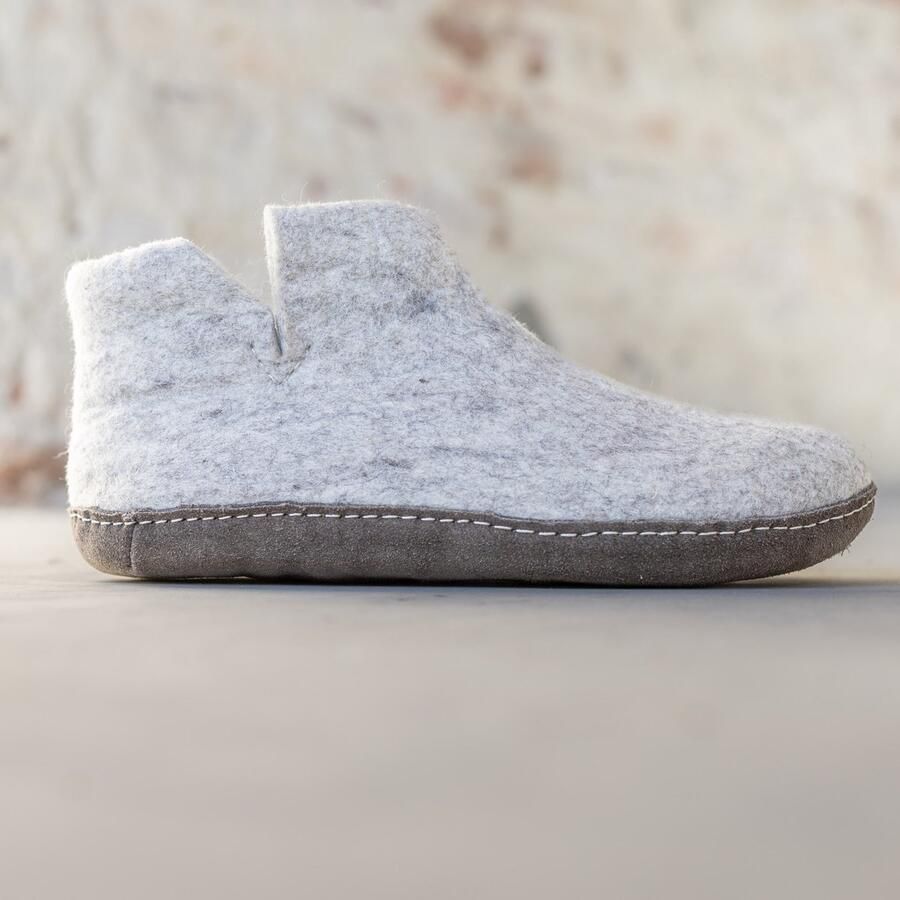 Esgii Vilten Hoge Heren Pantoffel Jado Lichtgrijs Zachte Zool