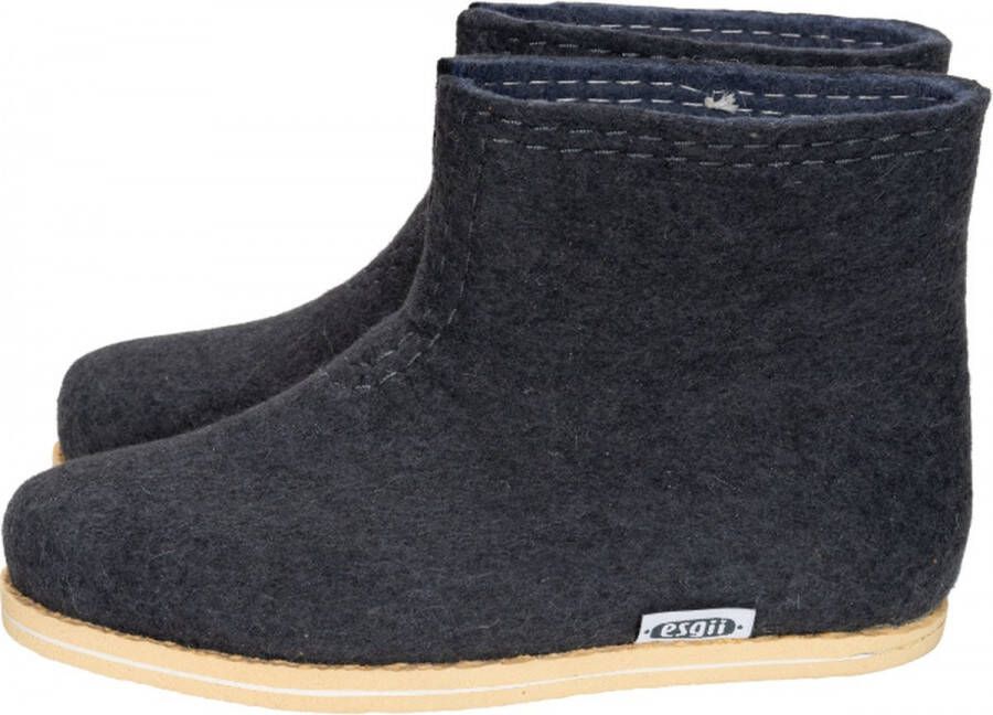 Esgii Vilten damesslof High Boots Garden Grey Colour Donkergrijs donkerblauw