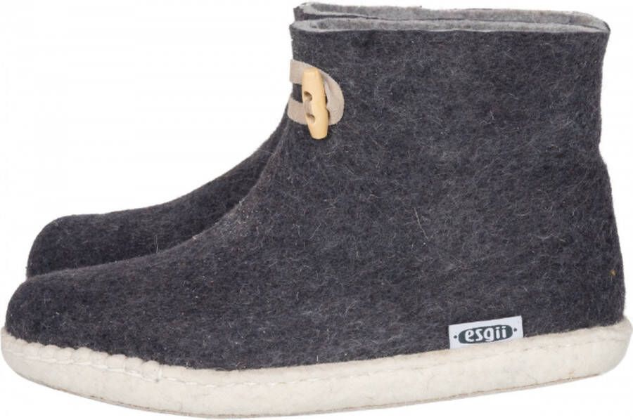 Esgii Vilten damesslof High Boots grey Colour:Donkergrijs Lichtgrijs