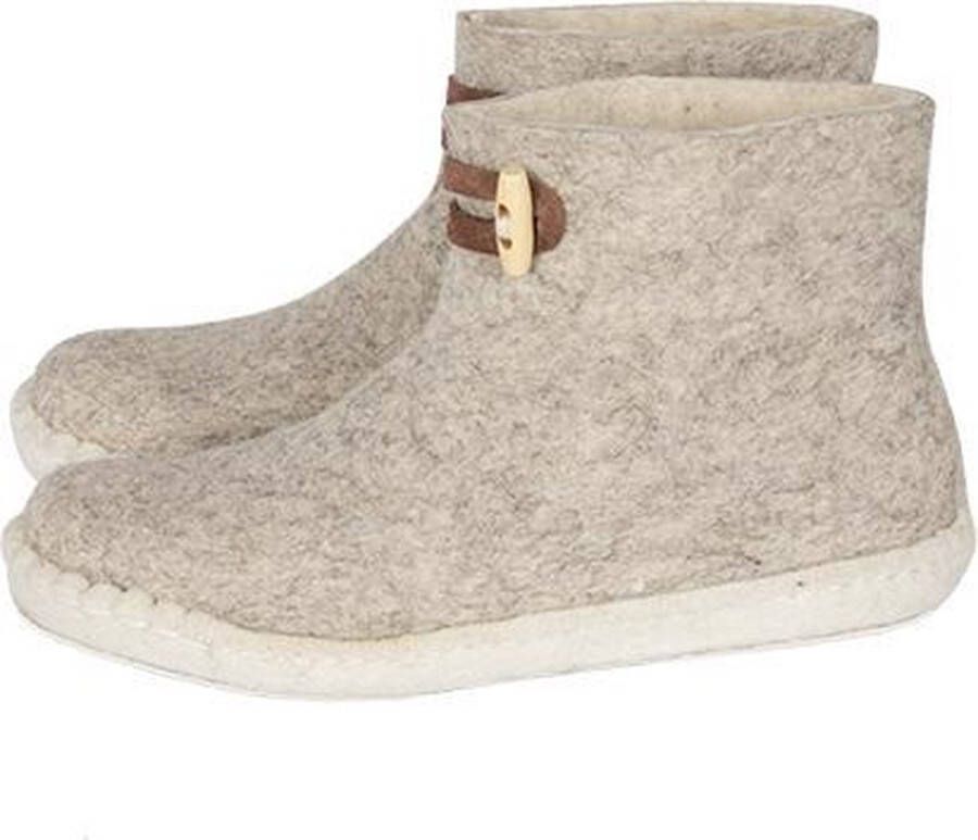 Esgii Vilten damesslof High Boots light grey Colour:Lichtgrijs Ecru