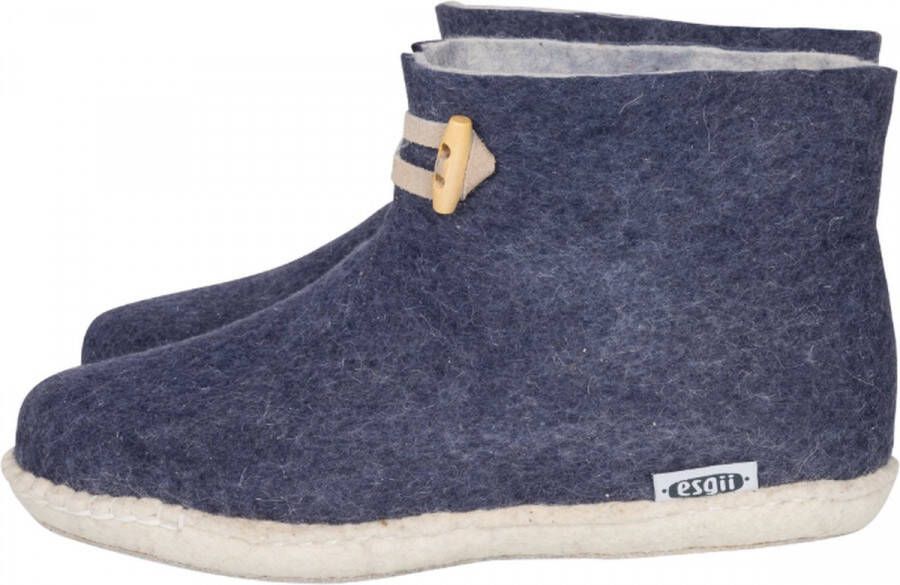 Esgii Vilten damesslof High Boots navy blue Colour:Donkerblauw Lichtgrijs