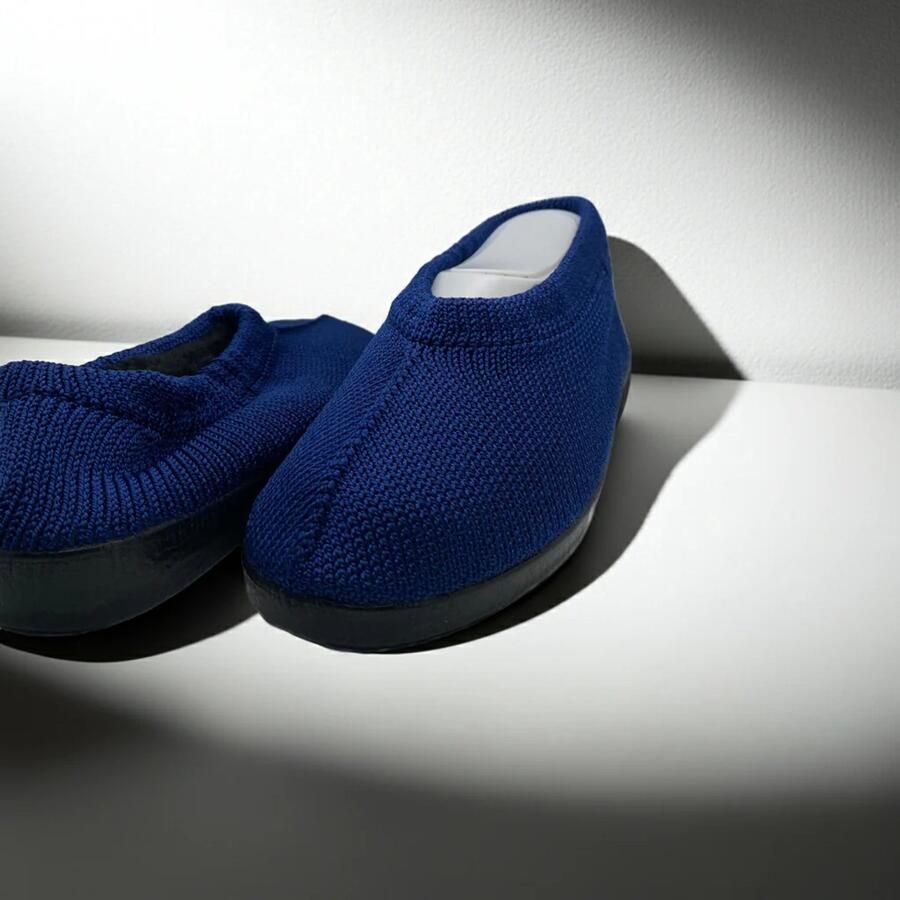 EUROCONFORTO Gevoerde Gebreide Portugese Schoen Blauw Kobalt Instappers Pantoffel