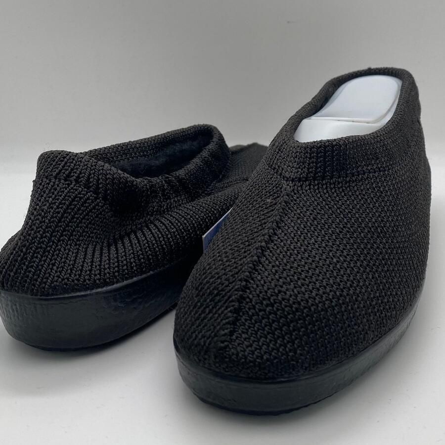 EUROCONFORTO Gevoerde Gebreide Portugese Schoen Zwart Instappers Pantoffel