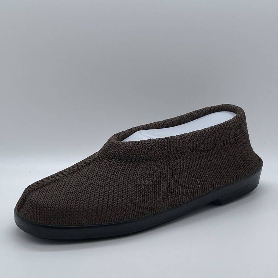 EUROCONFORTO Gebreide Portugese Schoen Bruin Kastanje Instappers Pantoffel