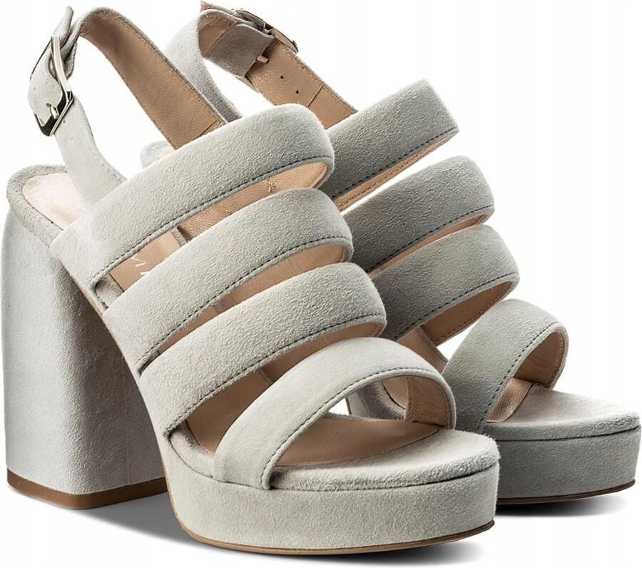 Eva Minge Lederen Sandalen Grijs