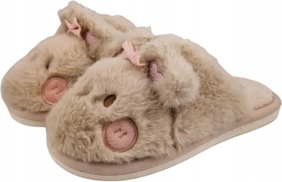 Evento Dames Pantoffels Konijn Beige Zacht & Warm