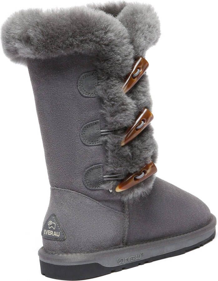 EVERAU Australia Dames hoge laarzen met hoorn knopen Ashy